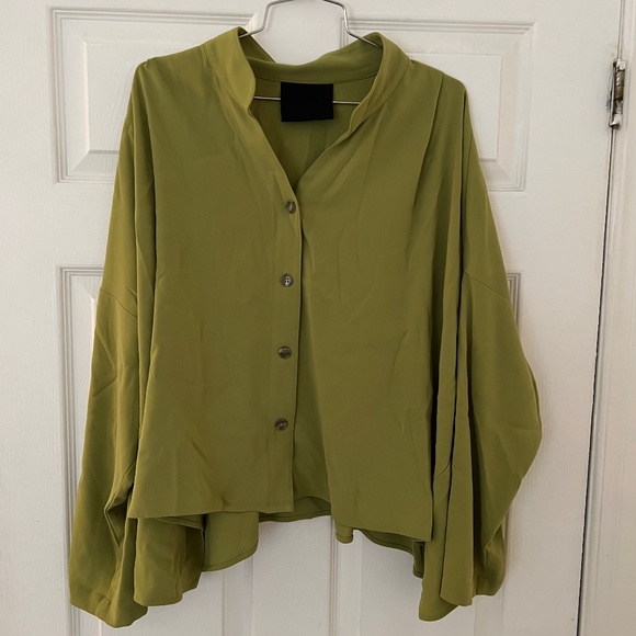 Blanque Tops - Blanque green chartreuse button up blouse shirt